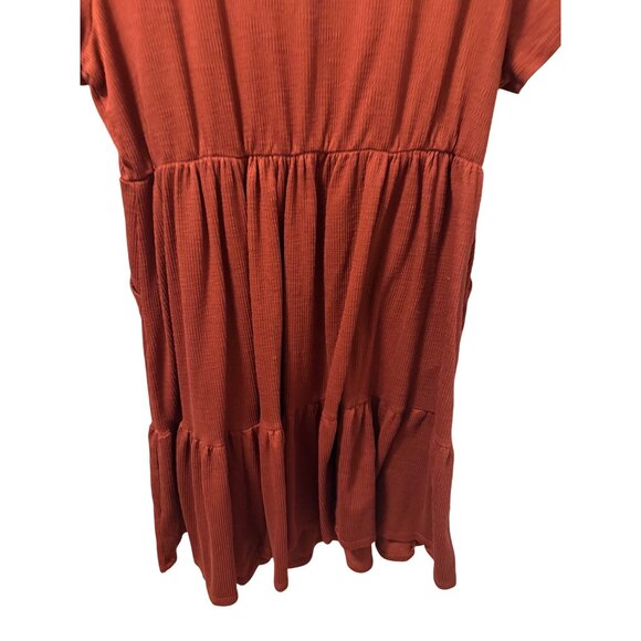 Torrid Rust Orange Ribbed Tiered V-Neck Dress Size 2X Short Sleeve Casual Dress - Picture 10 of 12